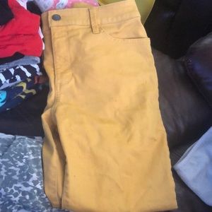St. John’s bat, mustard yellow pants/capris
